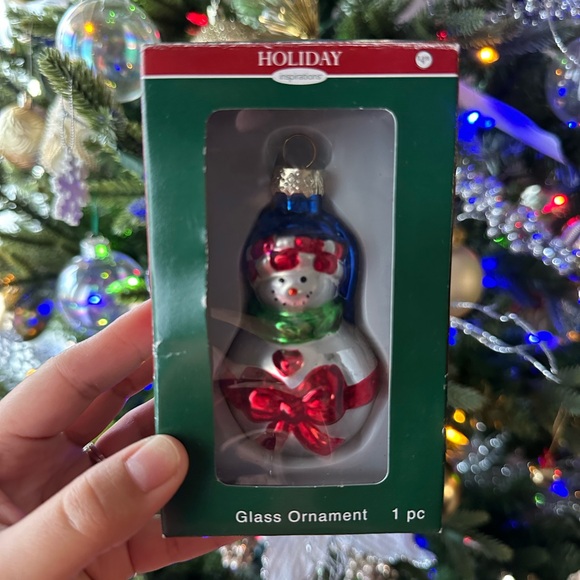 Holiday Inspirations Glass Ornament SNOWMAN Blown Glass Christmas 3.5" New - Picture 10 of 10